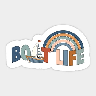 Boat Life Nautical Rainbow Sailboat Casual Boating Lake Sticker